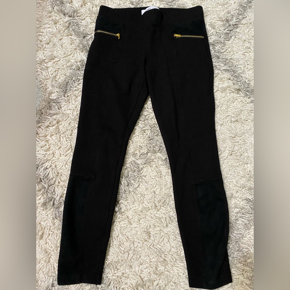Old Navy Stevie pants. Size Medium. Ponte knit leggings. Faux suede patches.